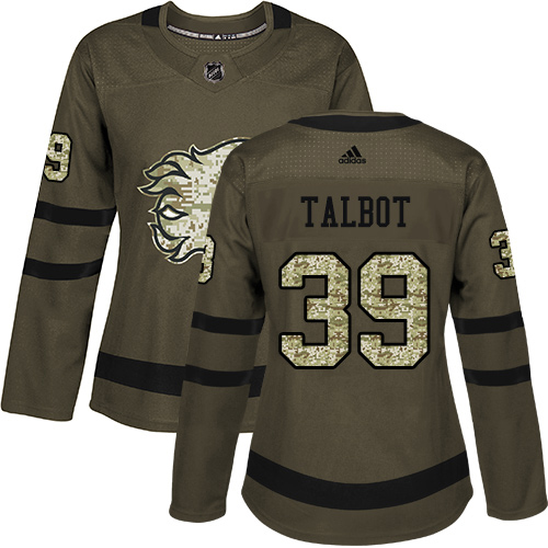 Adidas Flames #39 Cam Talbot Green Salute to Service Women's Stitched NHL Jersey